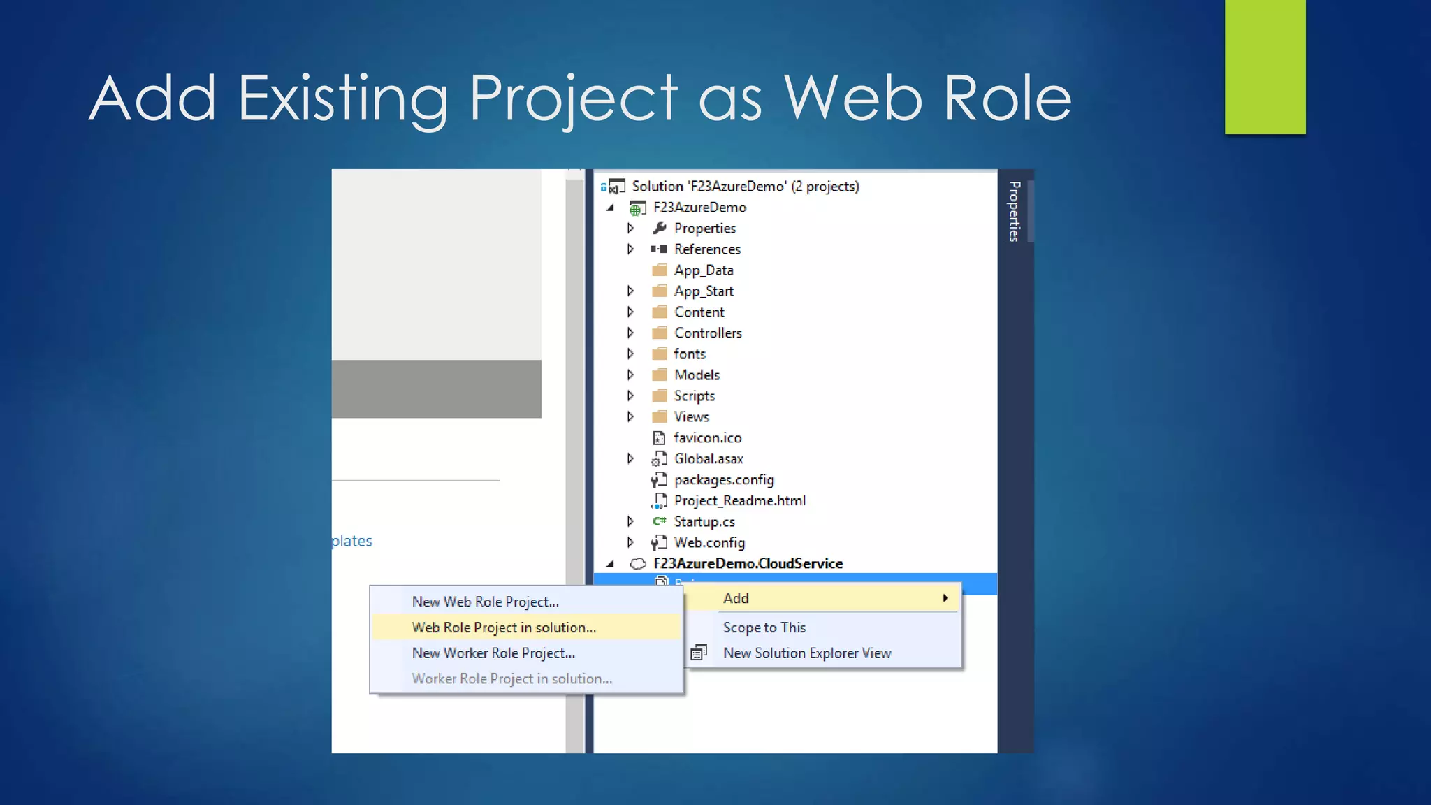 Add Existing Project as Web Role
 