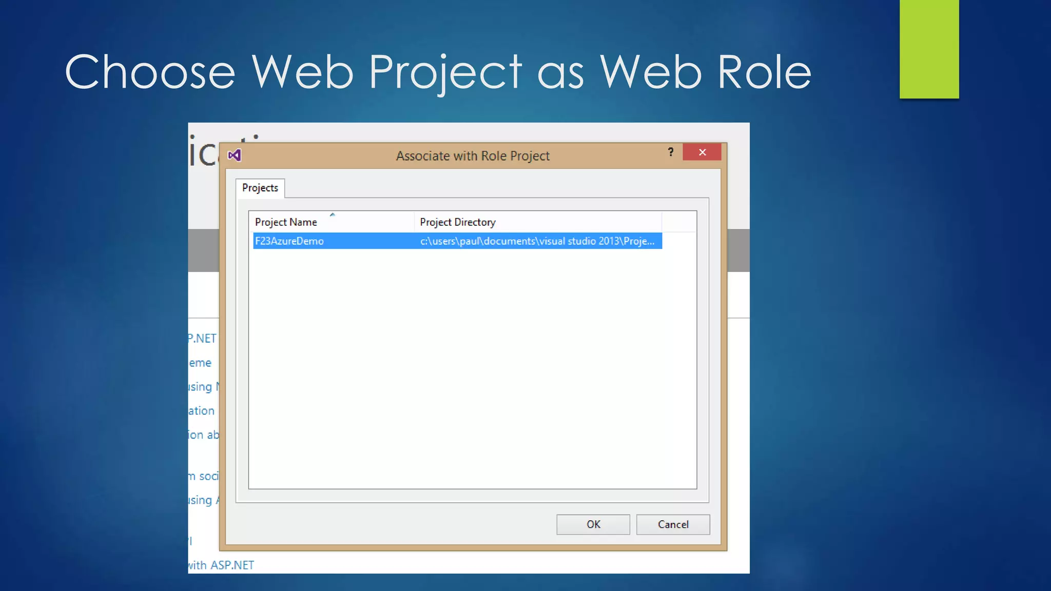 Choose Web Project as Web Role
 