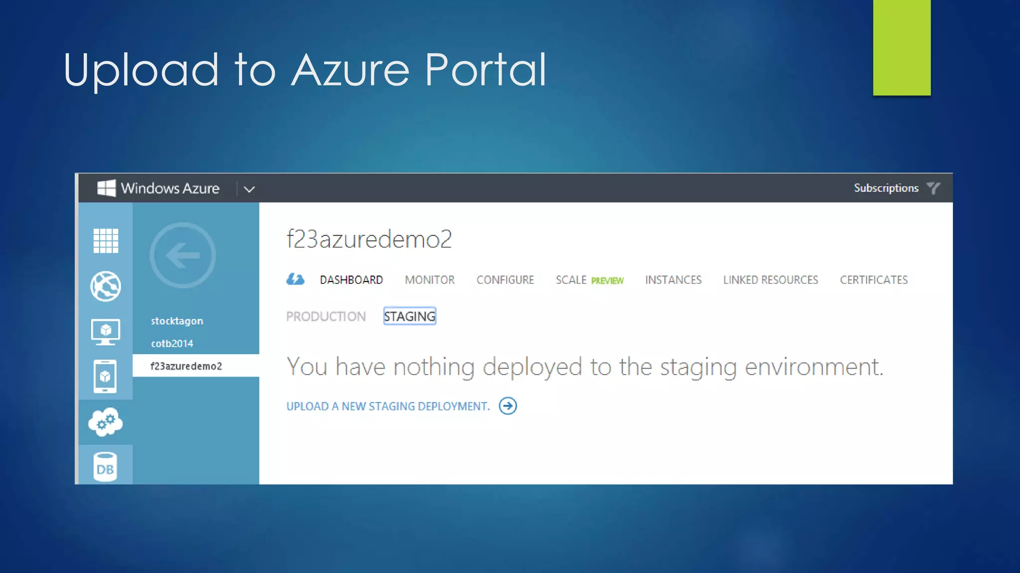 Upload to Azure Portal
 