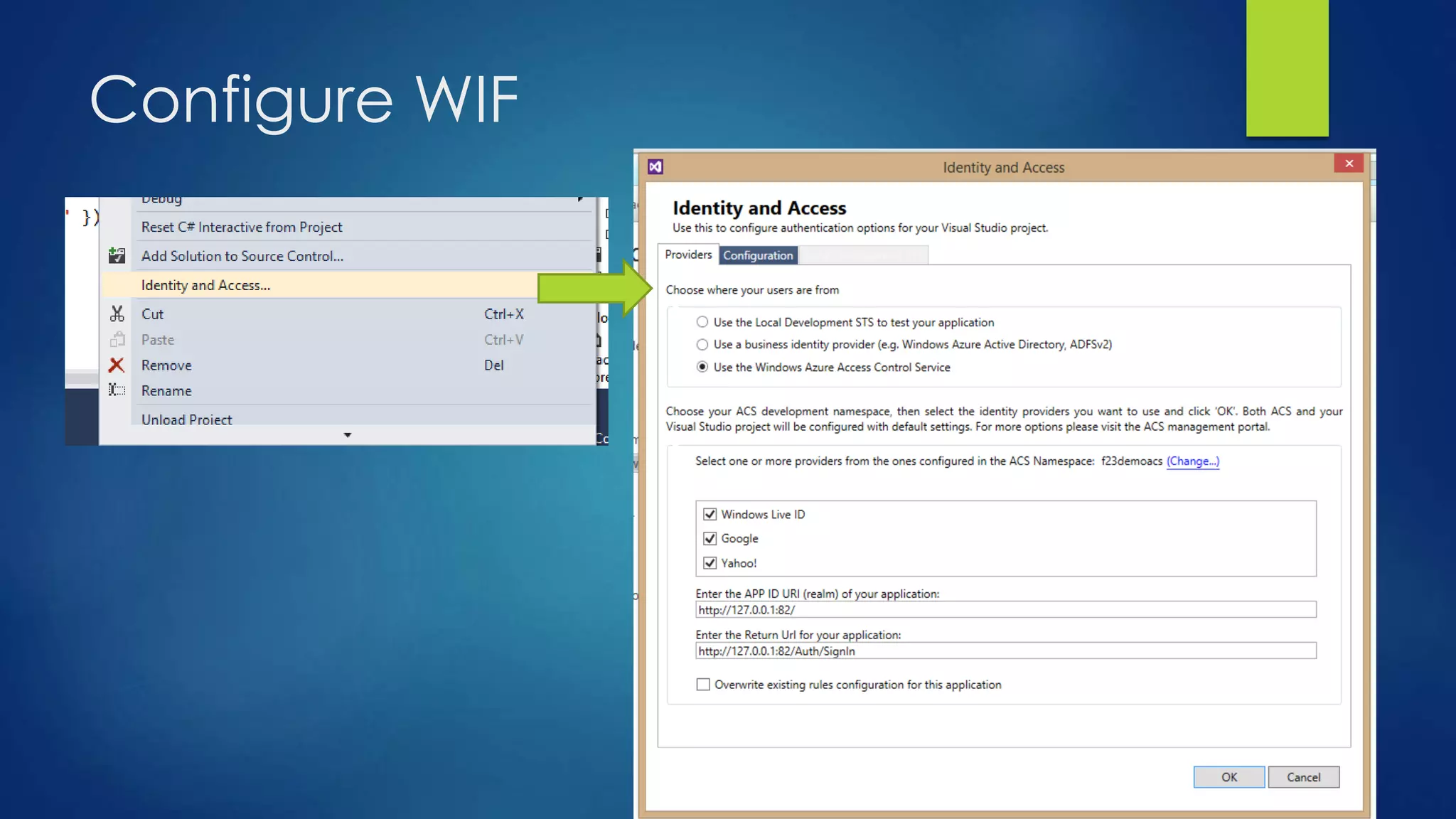 Configure WIF
 