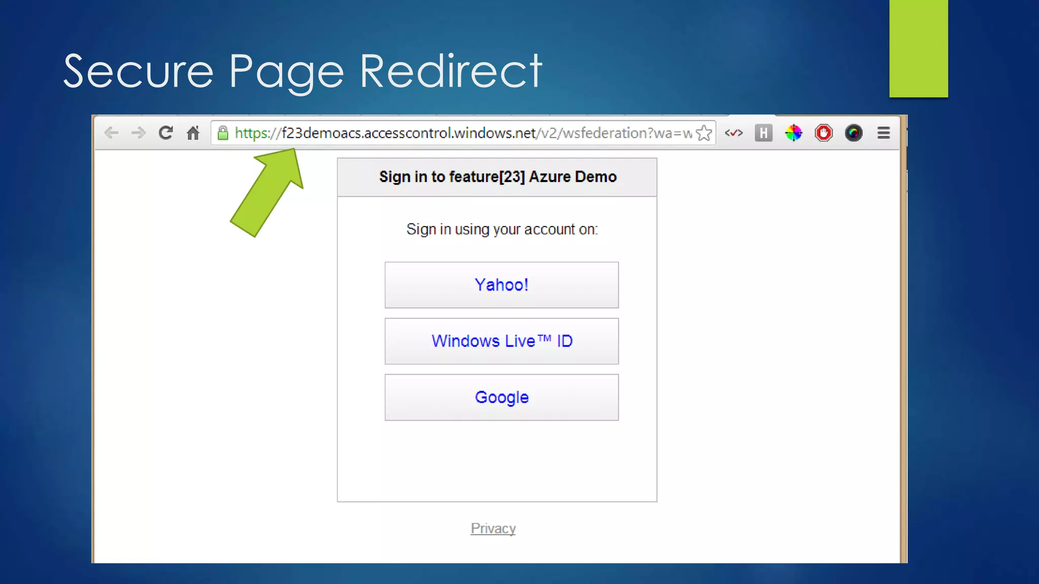 Secure Page Redirect
 