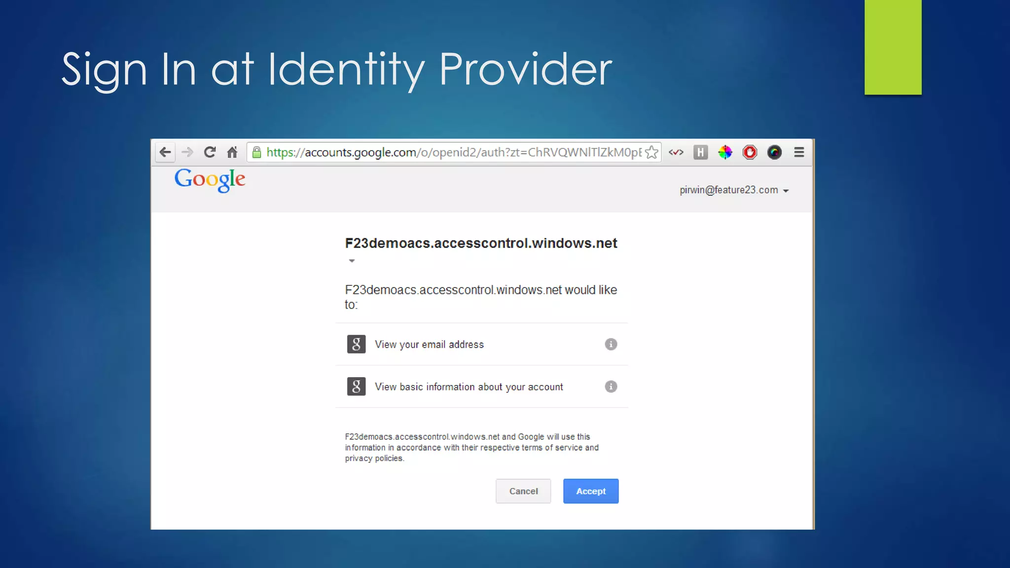 Sign In at Identity Provider
 