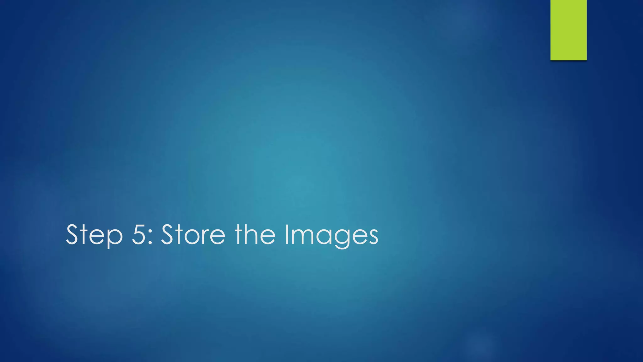 Step 5: Store the Images
 