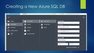 Creating a New Azure SQL DB
 