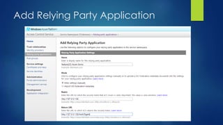 Add Relying Party Application
 