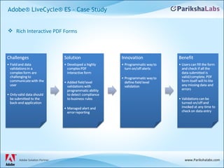 Adobe® LiveCycle® ES – Case Study Rich Interactive PDF Forms 