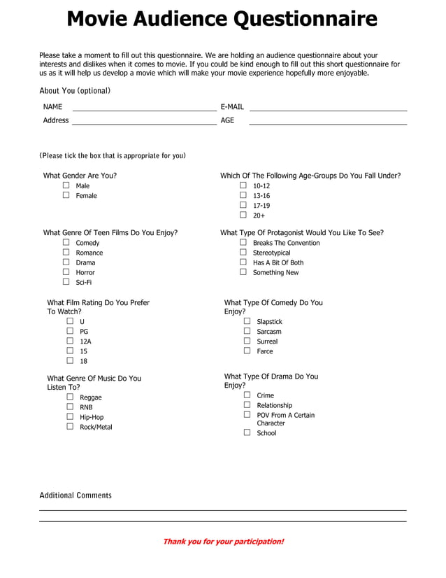 Movie Survey Teen Audience Insights PDF