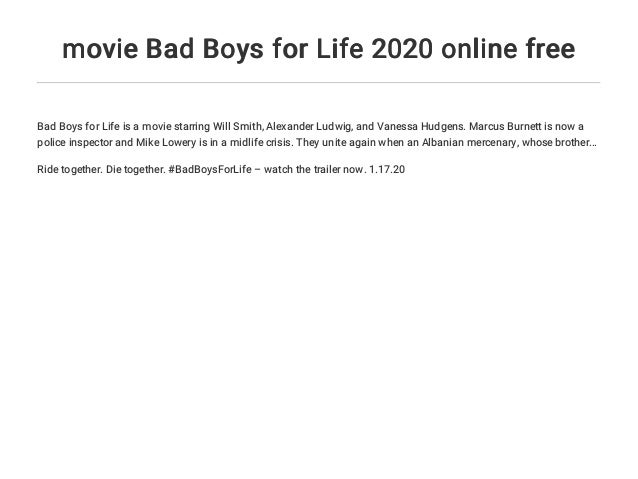 Movie Bad Boys For Life 2020 Online Free