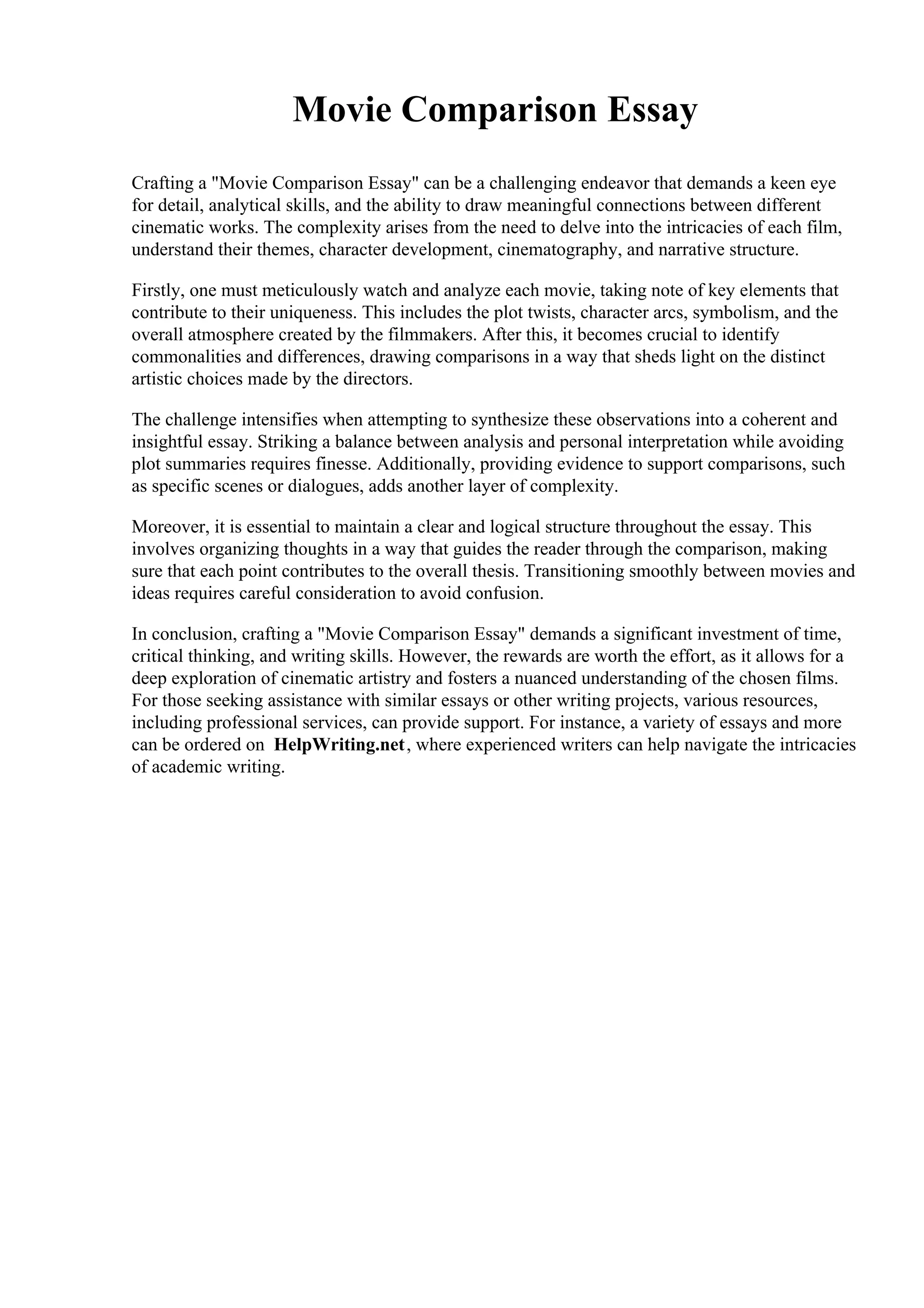 Movie Comparison Essay PDF