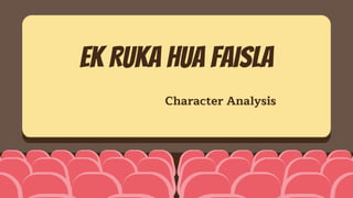 EK RUKA HUA FAISLA
Character Analysis
 