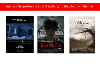 Analyse the posters of your 3 trailers, do they follow a theme? 
 