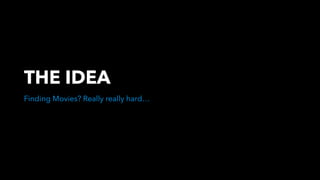THE IDEA
Finding Movies? Really really hard…
 
