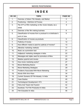 Movie positioning advt project (autosaved) | DOCX