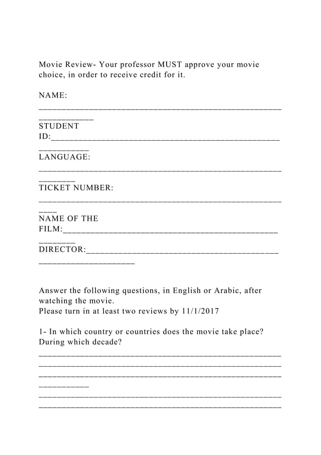 Movie Review- Your professor MUST approve your movie choice, in or.docx