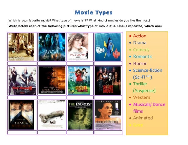 Types of movies. Types of films. Types of films на английском.