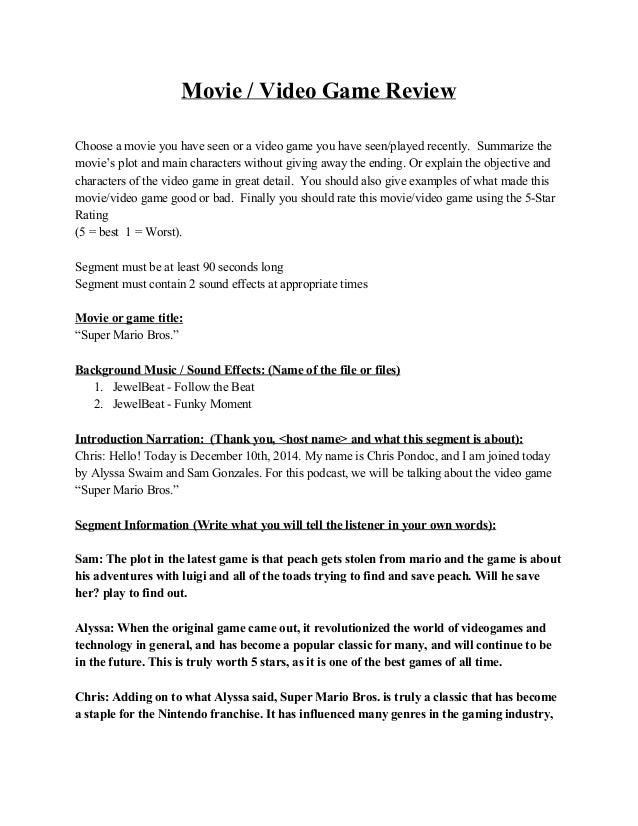 Movie/Video Game Review Chris Pondoc