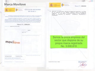 Marca Movilove
Somos la única empresa del
sector que dispone de su
propia marca registrada
No. 3.000.810
 