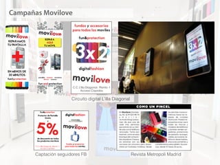 REPARAMOS
TU PANTALLA
EN MENOS DE
30 MINUTOS
Campañas Movilove
Circuito digital L’illa Diagonal
Revista Metropoli MadridCaptación seguidores FB
 