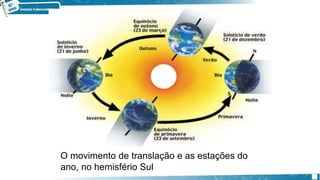 O movimento de translação e as estações do
ano, no hemisfério Sul
 