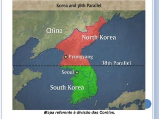 Mapa referente à divisão das Coréias.
 