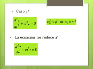 2 2 
0 
• Caso c: 
      i 1 
0 2 
d z 
2 
2 
 z  
dt 
• La ecuación se reduce a: 
0 2 
d z 
2 
2 
 z  
dt 
 
 