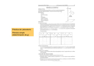 Práctica de Laboratorio:
Péndulo simple
(determinación de g)
 
