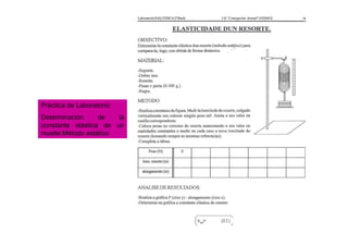 Práctica de Laboratorio:
Determinación de la
constante elástica de un
muelle:Método estático
 
