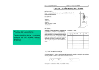 Práctica de Laboratorio:
Determinación de la constante
elástica de un muelle:Método
dinámico
 