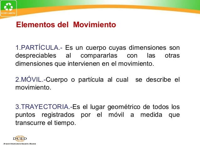 movimiento en una dimension elementos del movimiento