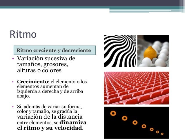 Recursos visuales: balance, movimiento, ritmo, volumen, escala.