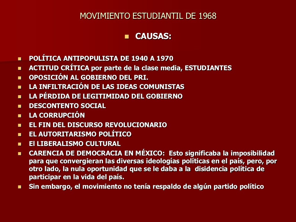 Movimiento estudiantil de 1968 Movimiento estudiantil de 1968