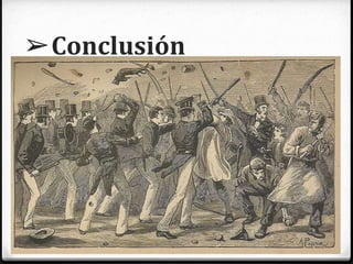 ➢Conclusión
0 Los obreros mejoraron sus condiciones de trabajo,
gracias ala unión de las personas quienes pidieron
ablandar todo medio de trabajo.
0 La única forma de conseguir la igualdad era por medio
de la revolución, que consiguiera tomar el estado.
 