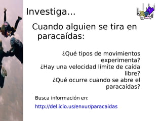¿Qué tipo de movimiento se da entre los puntos  a  y  b ?  MRUA  ¿Y de  b  a  c ?  MRU  ¿Y de  c  a  d ?  MRUA Esta gráfica representa el movimiento rectilíneo que describe una persona. Calcula la aceleración de cada tramo y representa  a(m/s 2 )  vs  t(s) . a (a-b) =(6-0)/(3-0)=2m/s 2 a (b-c) =0m/s 2 a (c-d) =(0-6)/(8-6)=-3m/s 2 a(m/s 2 ) t(s) 2 4 6 8 2 -2 