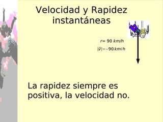 La velocidad media La  velocidad  es relaciona el cambio de posición con el tiempo.  