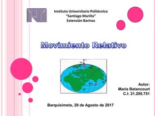 Instituto Universitario Politécnico
“Santiago Mariño”
Extensión Barinas
Autor:
María Betancourt
C.I: 21.295.751
Barquisimeto, 29 de Agosto de 2017
 
