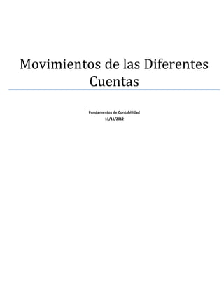 Movimientos de las Diferentes
Cuentas
Fundamentos de Contabilidad
11/11/2012
 