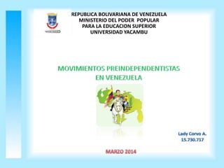 REPUBLICA BOLIVARIANA DE VENEZUELA
MINISTERIO DEL PODER POPULAR
PARA LA EDUCACION SUPERIOR
UNIVERSIDAD YACAMBU
 