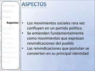De liberación AnimalUn Movimiento Social (MMSS) es la agrupación no formal de individuos u organizaciones dedicadas a cuestiones político-sociales que tiene como finalidad el cambio social.