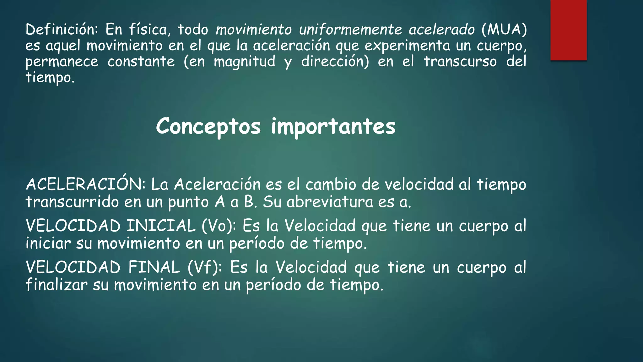 Movimiento uniformemente acelerado (mua) | PPTX