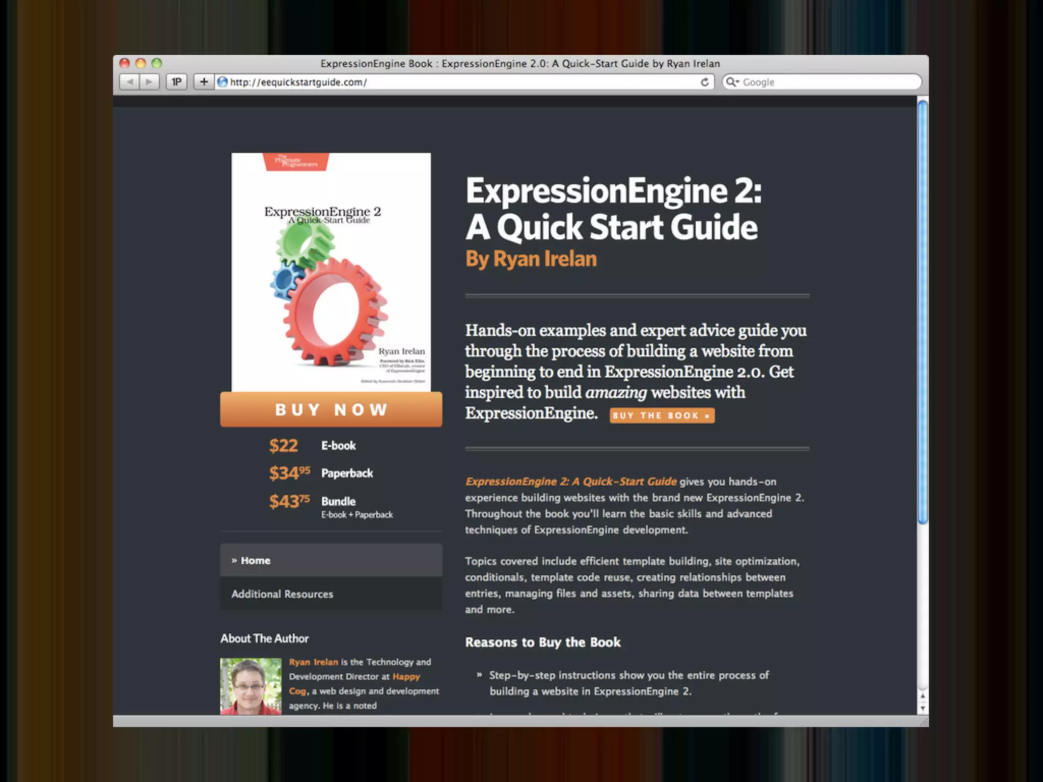 screenshot of book
     website
 