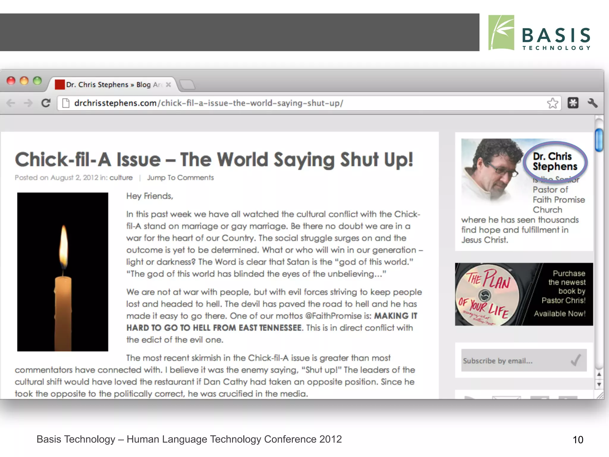 Basis Technology – Human Language Technology Conference 2012   10
 
