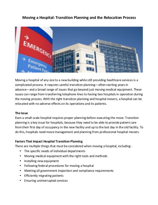 Planning For Transition Before >> Moving A Hospital Transition Planning And The Relocation Process Planning For Transition Before >> Moving A Hospital Transition Planning And The Relocation Process