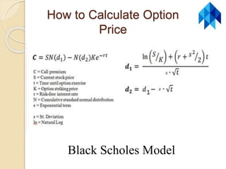 How to Calculate Option
Price
Black Scholes Model
 