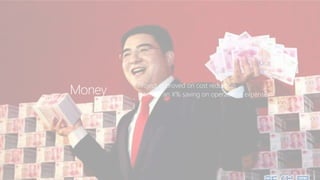 Money Project approved on cost reduction
Estimate an X% saving on operational expenses
 