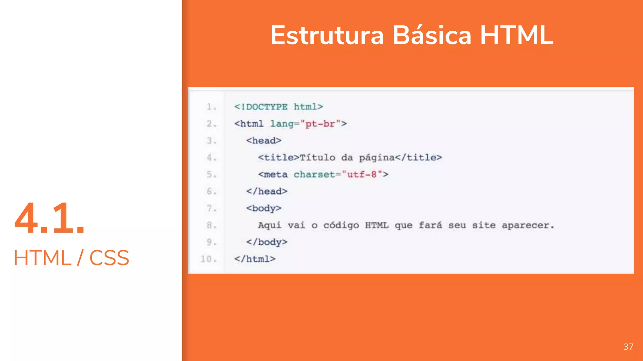 4.1.
HTML / CSS
37
Estrutura Básica HTML
 