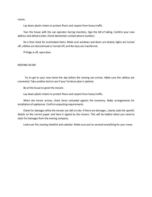 moving in checklist for house