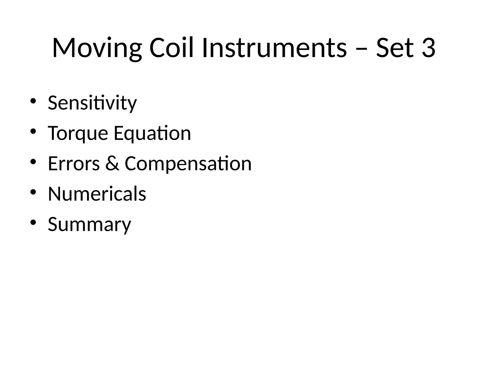 Conclusion on Moving Coil Instruments over view | PPTX