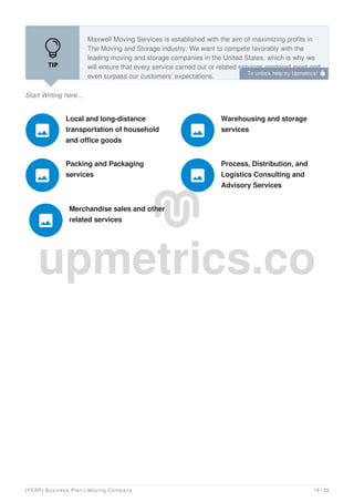 Moving Company Business Plan Example | Upmetrics | PDF