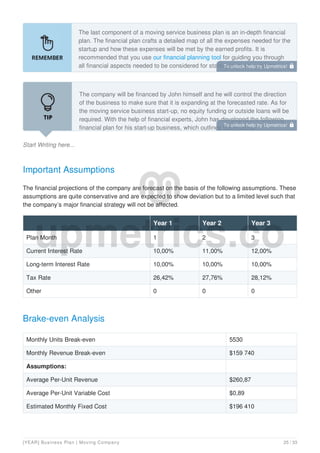 Moving Company Business Plan Example | Upmetrics | PDF