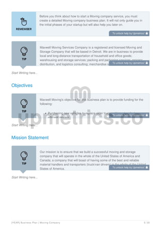 Moving Company Business Plan Example | Upmetrics | PDF